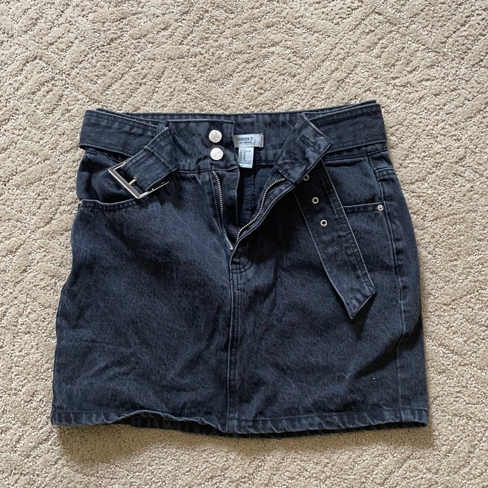Black denim skirt